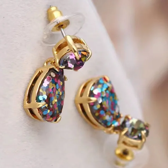 KATE SPADE NEW YORK ♠️ SHINE ON MULTI GLITTER TEARDROP EARRINGS - Picture 6 of 7